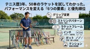 テニス歴3年、50本のラケットを試してわかった。パフォーマンスを変える『6つの要素』と優先順位